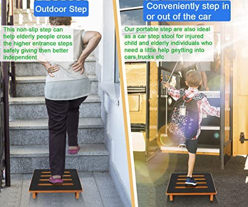 One Step Stool for Adults Seniors with Non-Slip Rubber Stepping Feet Heavy Du...