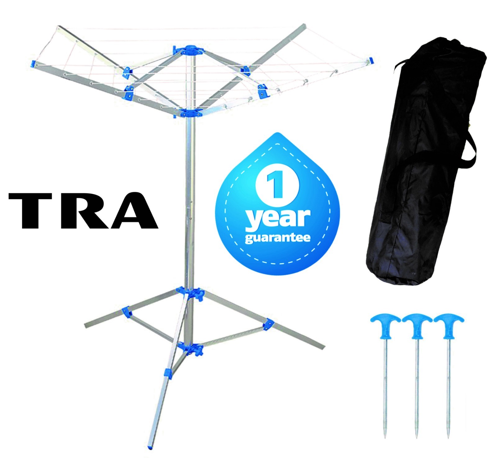 PORTABLE CAMPING CLOTHES LINE WITH PEGS & BAG COLLAPSIBLE CARAVAN JAYCO