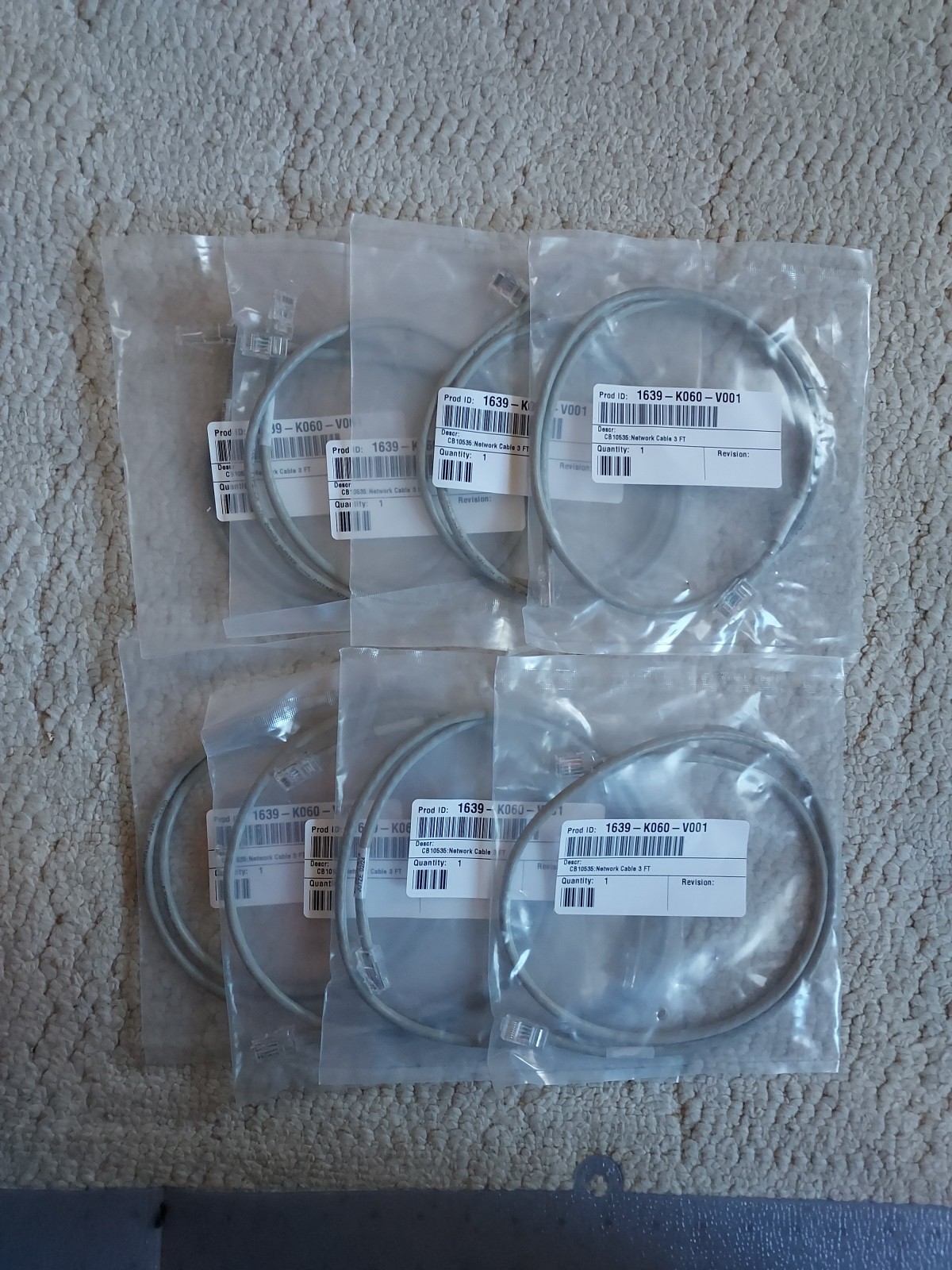 8 New 3 Foot Gray, Cat5e Network Patch Cord - 3 Ft - LAN - 8 Pcs