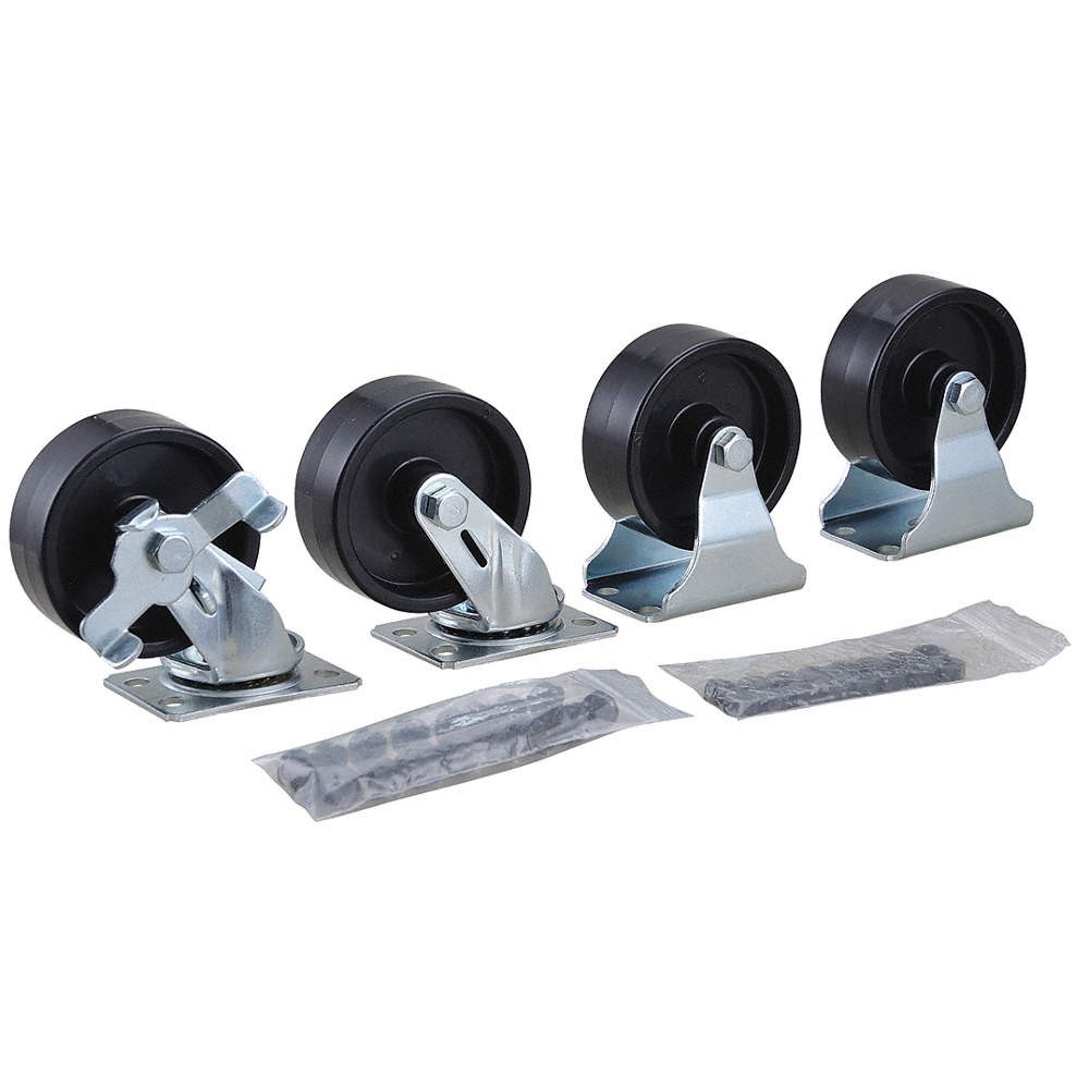 GRAINGER APPROVED KIT01PB03041004 Plate Casters,Rigid,Swivel,3 9/16"H,PK4 22W970