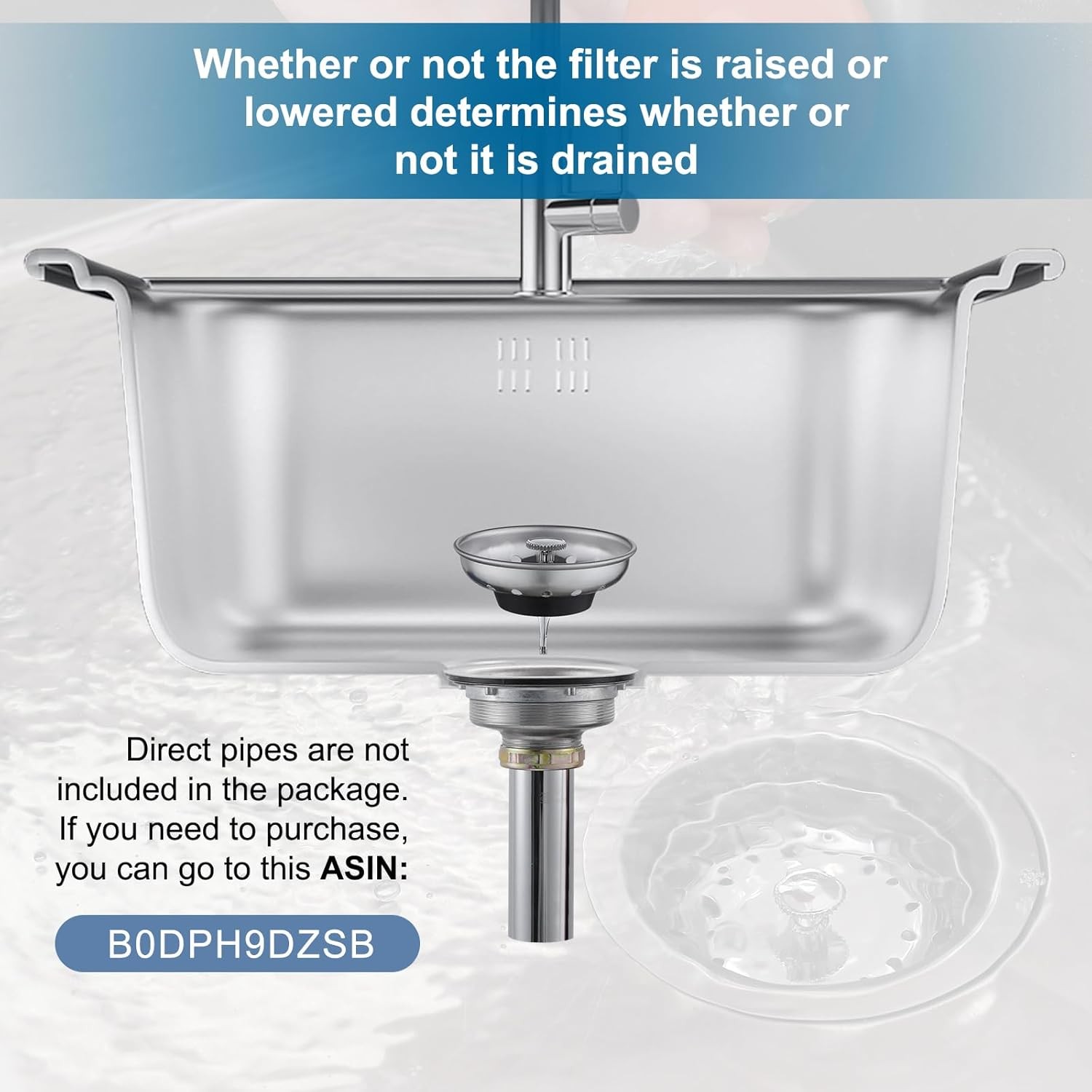 Kitchen Sink Stainless Steel Basket Strainer with Drain Assembly