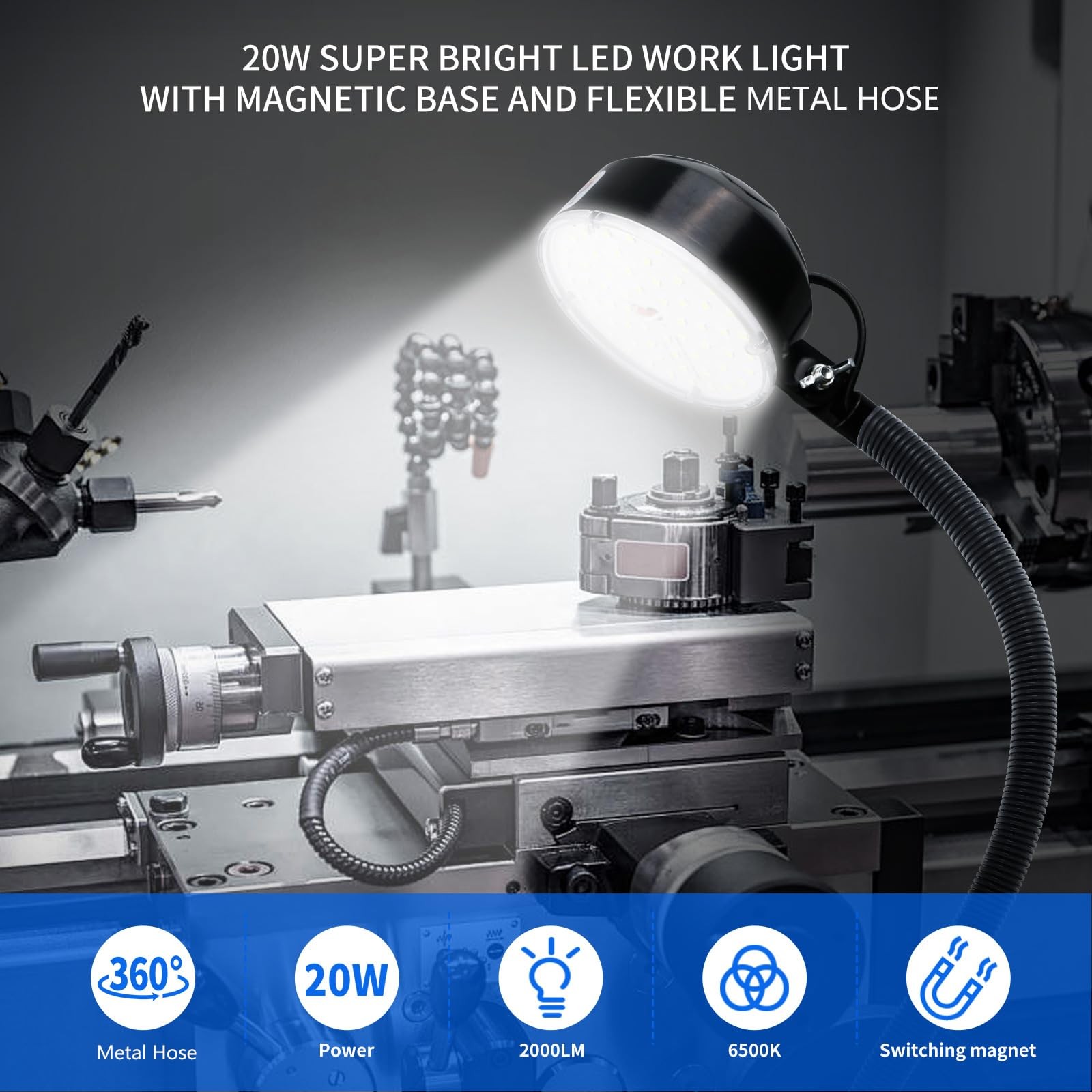 WangJiaTai Magnetic Work Light, LED Machine Light with 1, Black