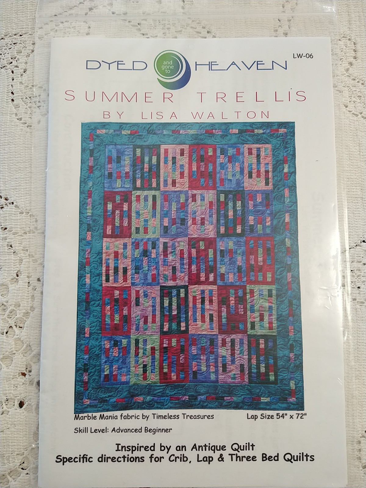 "Summer Trellis" Lisa Walton Dyed and gone to Heaven Quilt Pattern 5 Sizes