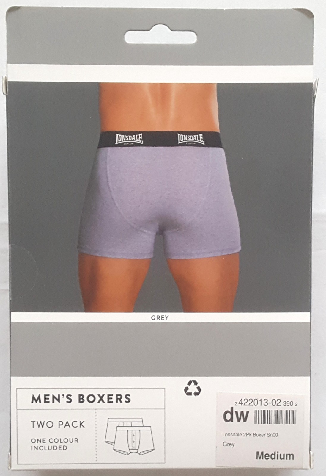 LONSDALE LOGO GREY COTTON BOXER SHORTS-BUTTON FLY UNDERWEAR-BNWT-VARIOUS SIZES