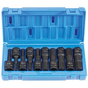1/2" Drive 10 Piece Metric Hex Driver Set GRY-1498MH
