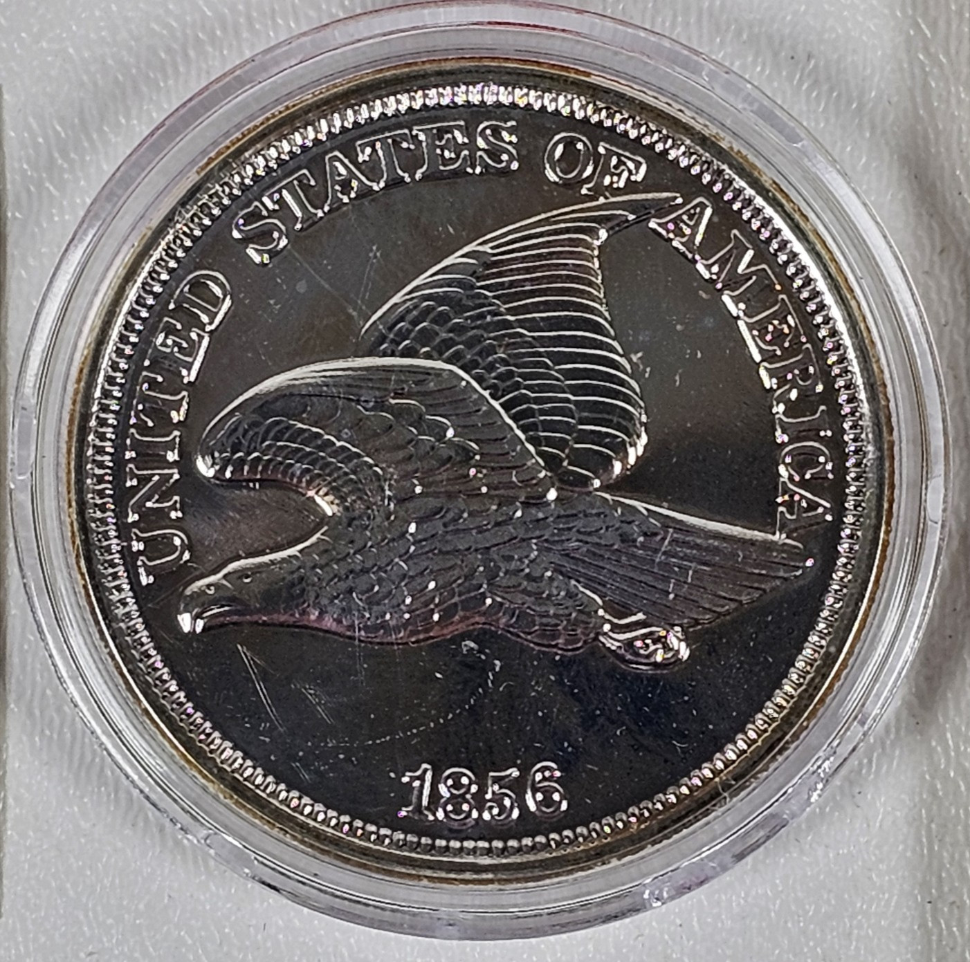 1856 Flying Eagle Penny Cent Silver Plated COA -COPY Large Free Shipping