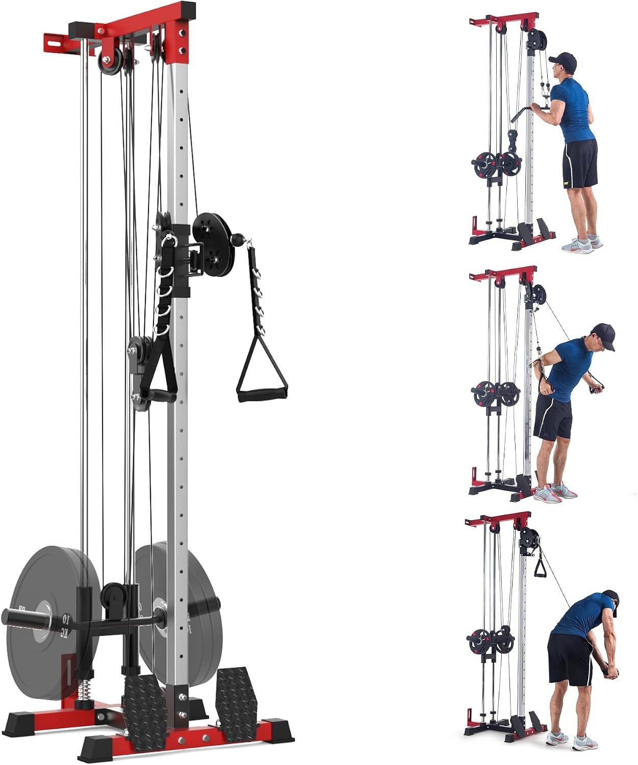 LAT Pulldown Machine with 20 Positions, Wall Mount Cable Machine Adjustable