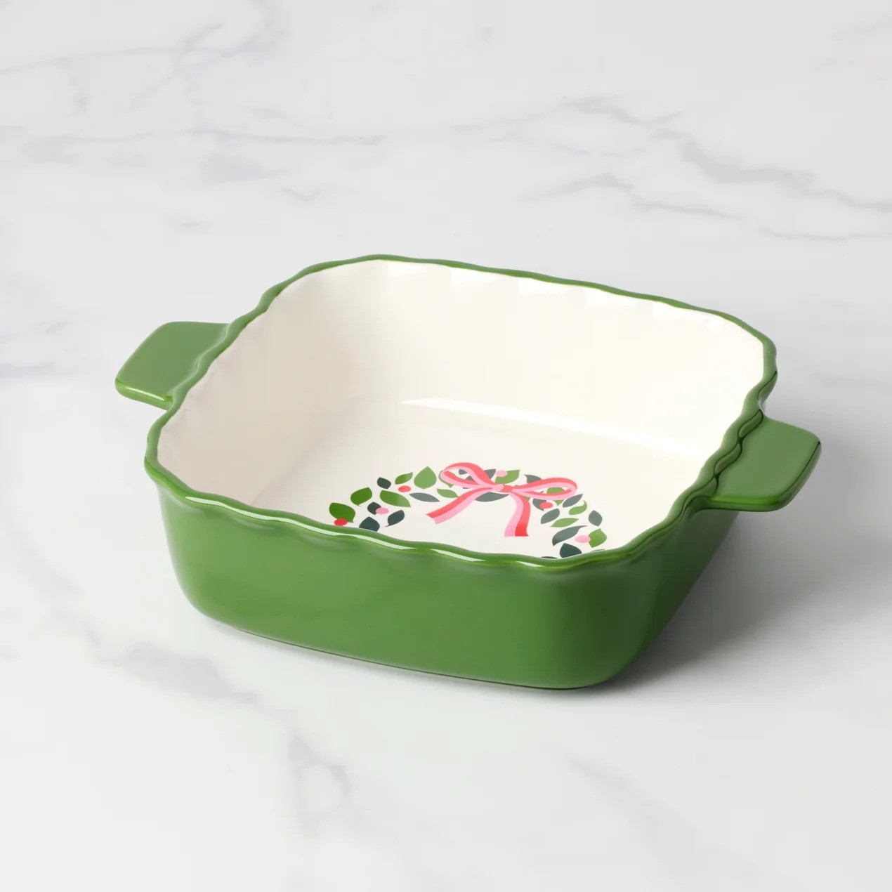 KATE EVERGREEN SUARE SCALLOP BAKING DISH 898014.NEW IN BOX.