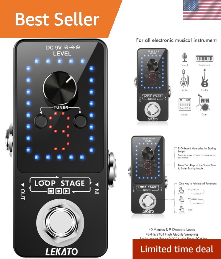 Electric Guitar Looper with Built-in Tuner - 9 Loops for Endless Creativity