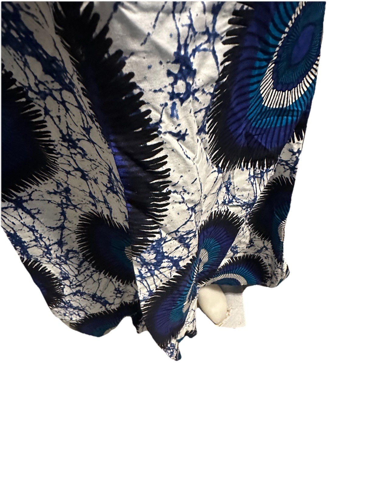 African Traditional Women's Clothing Blue Lace Top Printed Skirt