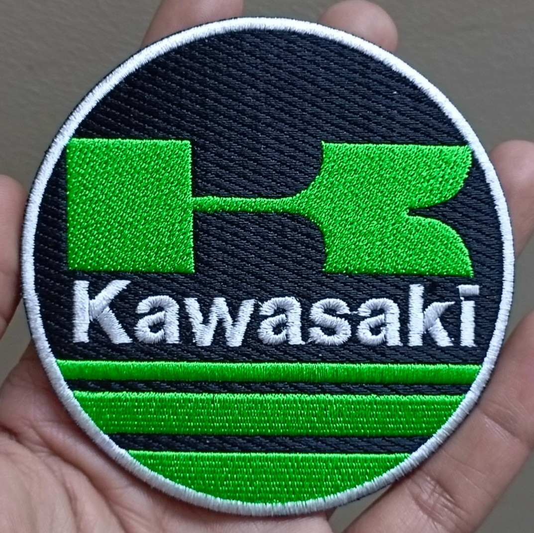Kawasaki Logo Iron On Patch - Sew Patch - Embroidered Patch 3.7" x 3.7"
