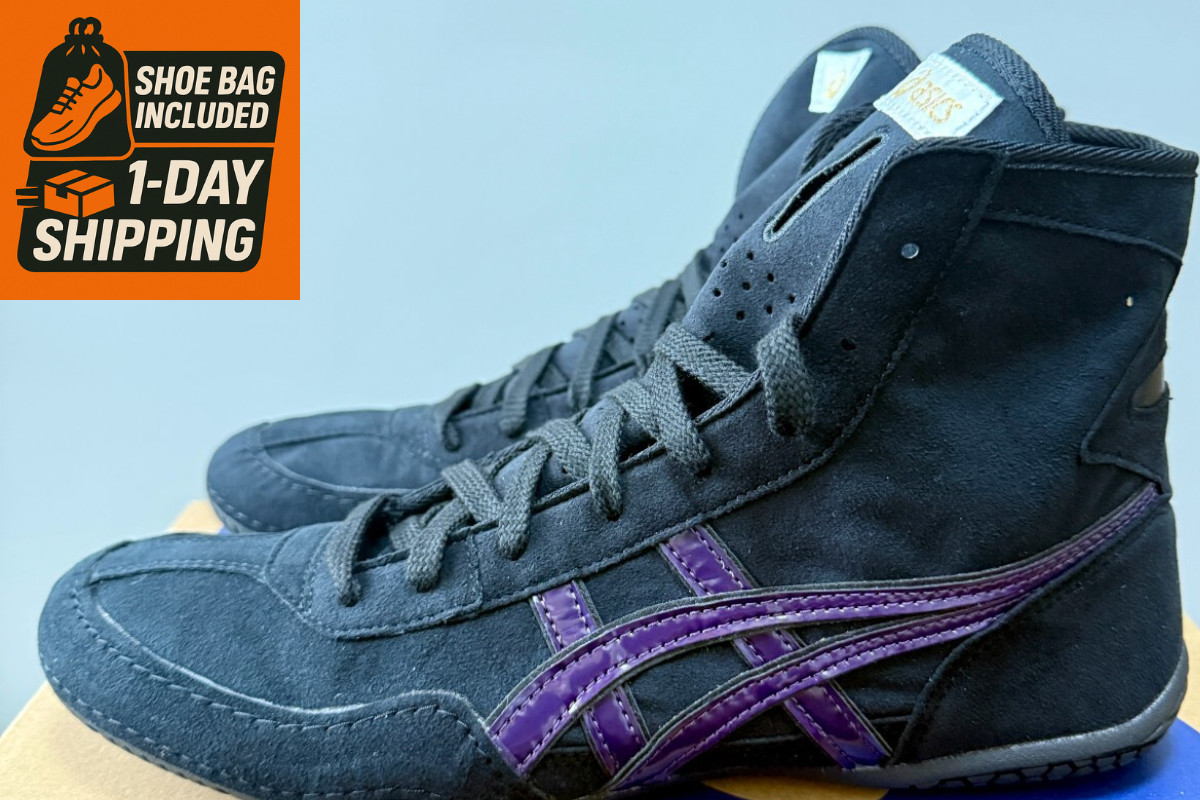 [Shoe bag]  Asics Wrestling Shoes EX-EO  1083A001 Black x Purple x Black
