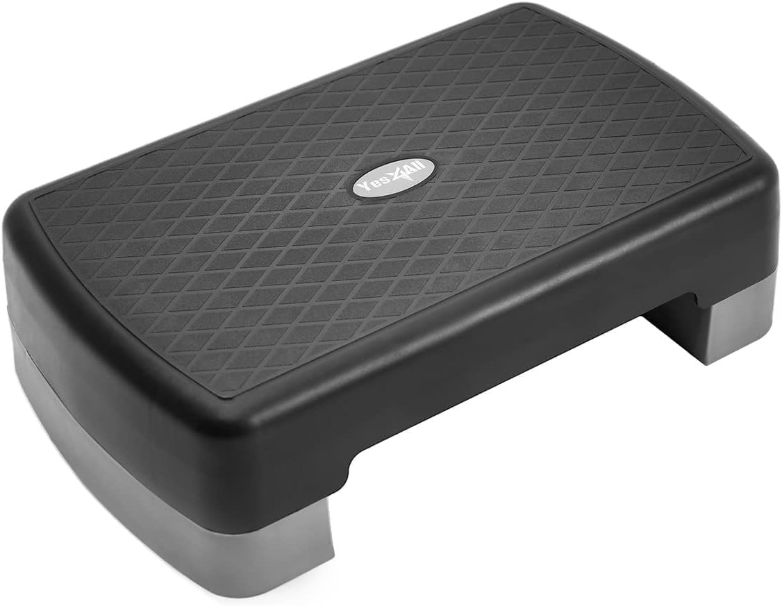18.9" Aerobic Exercise Step Platform with 2 Risers, Adjustable Height Workout St