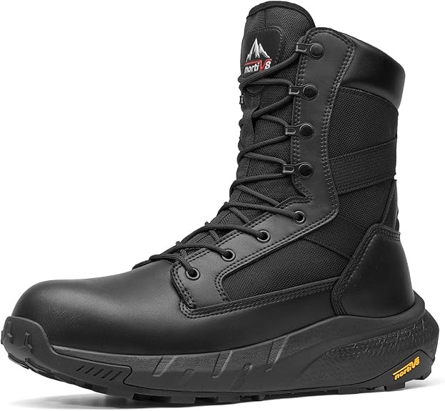 Men’s Composite Toe Tactical Work Boots Lightweight Side Zipper Boots Wide Size