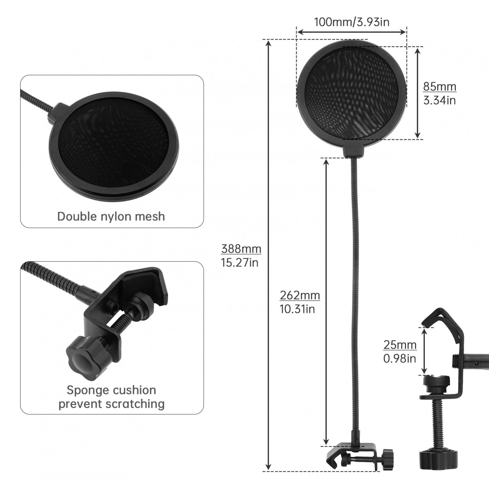 Studio Microphone Pop Filter Flexible Wind Screen Mask Mic Shield for Speaking