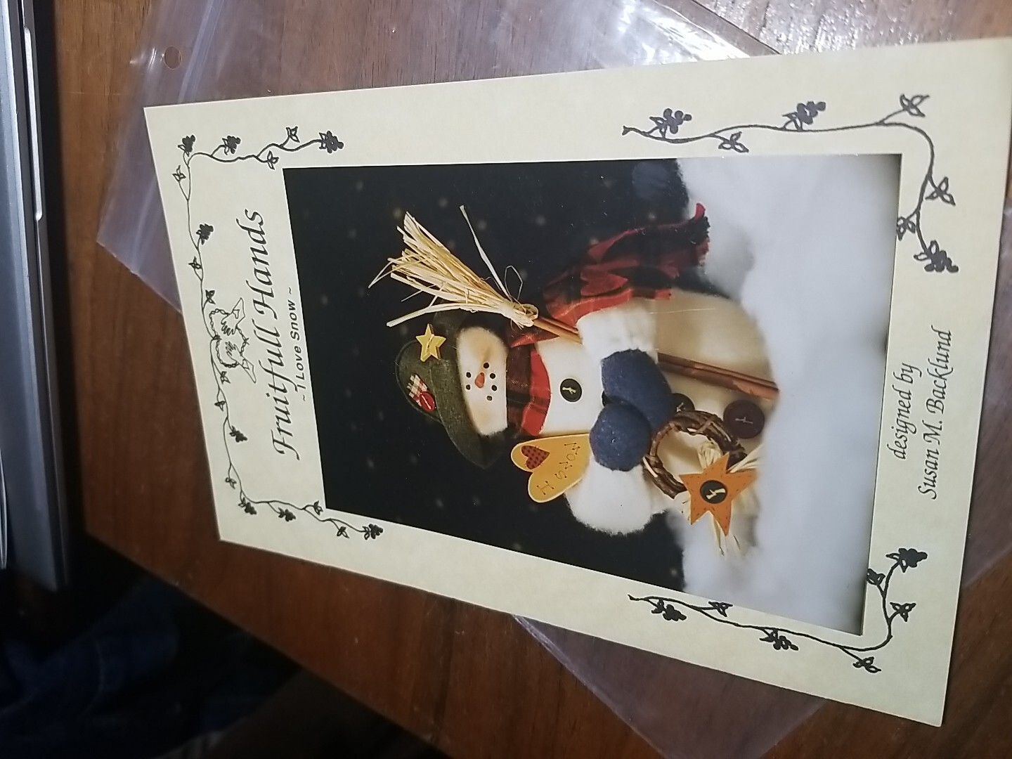 1996 Fruitfull Hands I Love Snow 10" Standing Snowman. Uncut