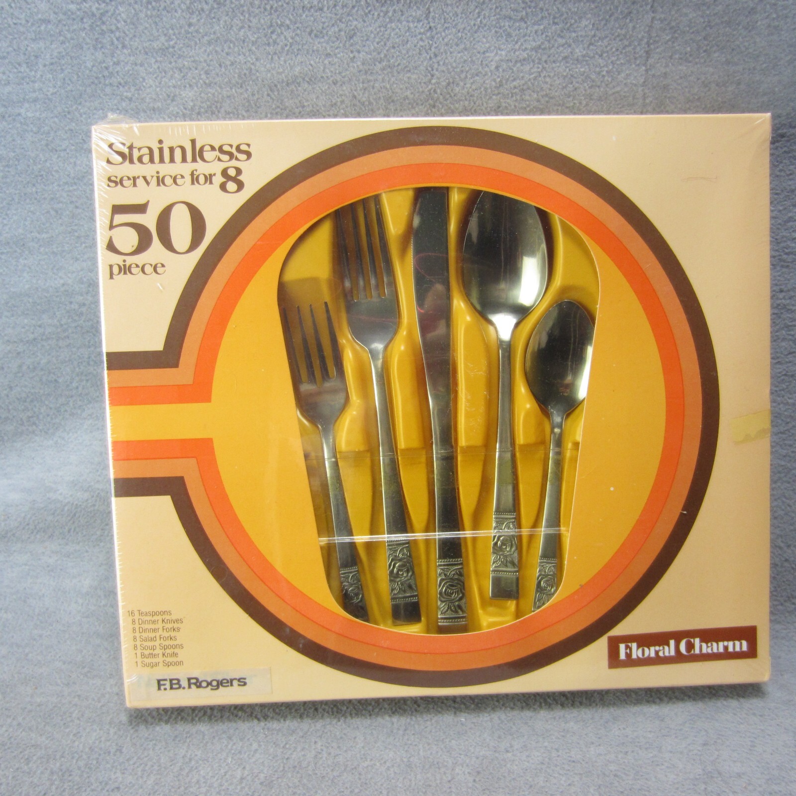 Vintage FB Rogers Stainless Service For 8 FLORAL CHARM 50Piece NOS Japan