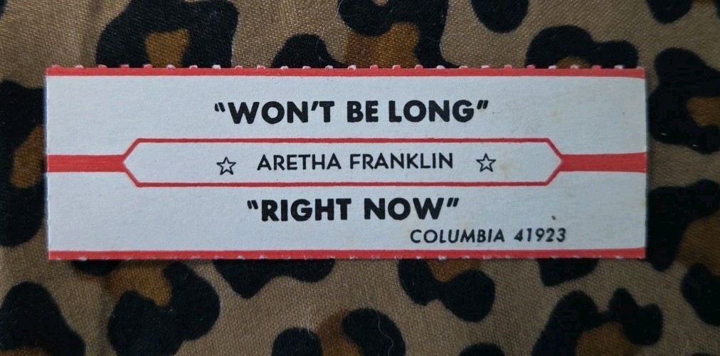 Jukebox Title Strip ARETHA FRANKLIN "Won't Be Long & Right Now" 1960 Columbia