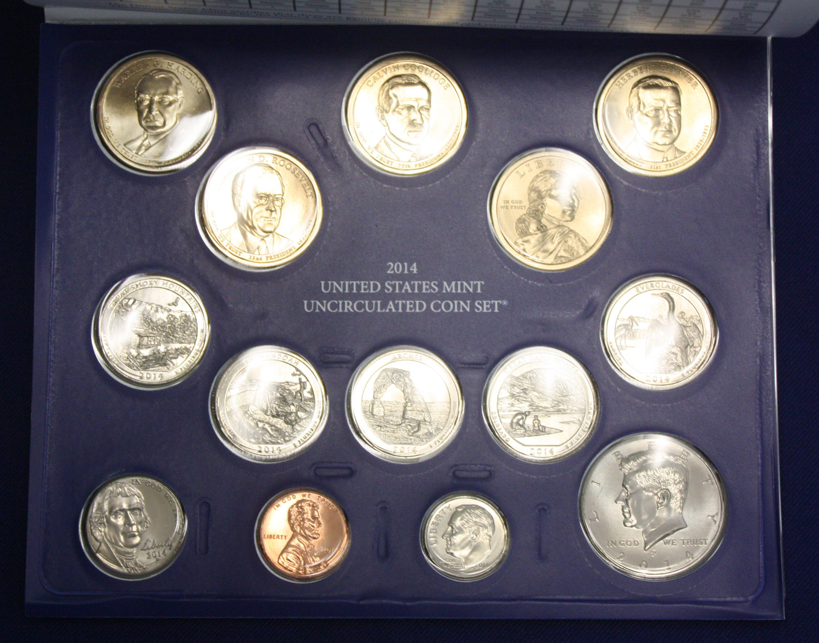 2014 Mint Set. Complete 28 coin set. Includes 14 each "P" and "D" Mint