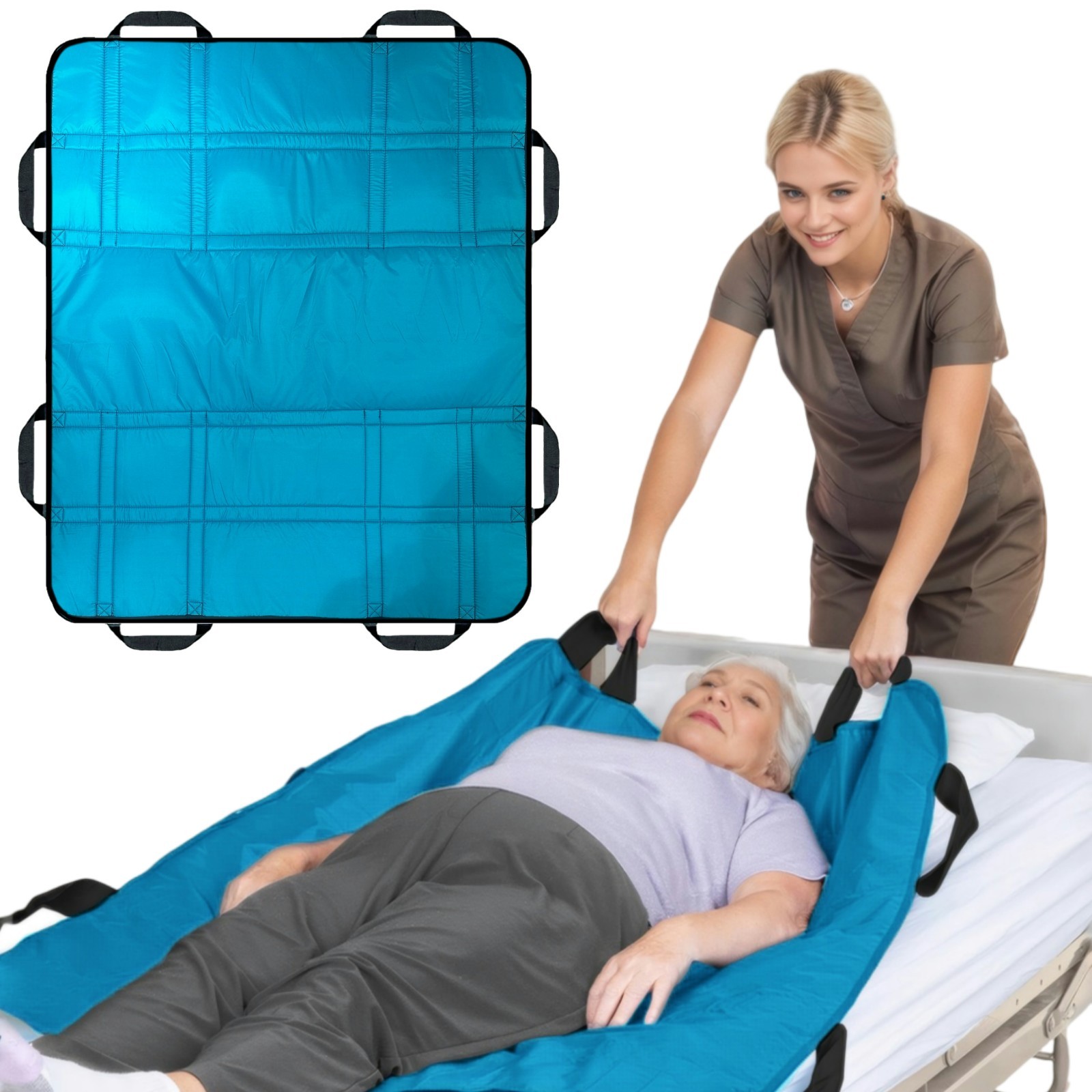 NurtureCare Upgraded 3-Layer Comfort Positioning Bed Pad with Handles, 48” x 40”