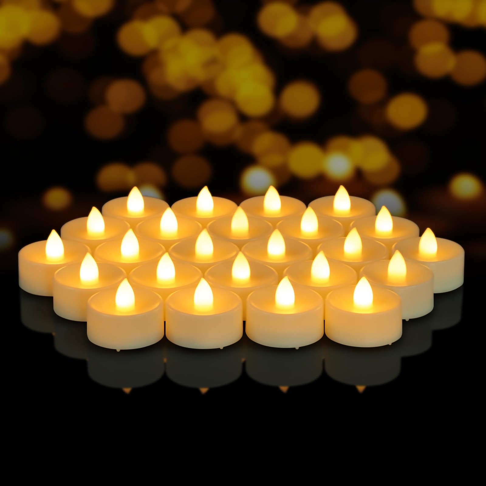 7LinRay 12 Pack Flameless LED Tea Lights Flickering Battery 12 Pack, White