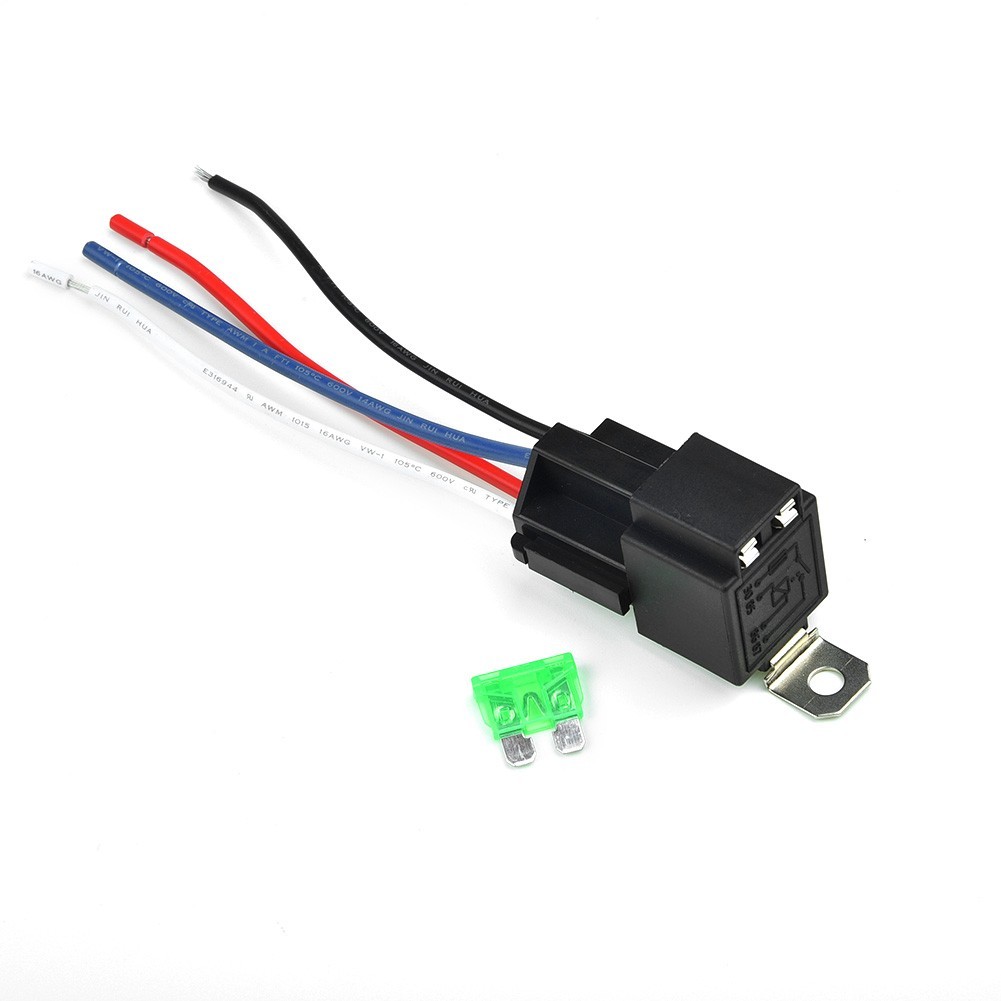 High Quality 12V Relay 4 pin with Socket Base/Wires/Fuse Included 30A Amp SPST