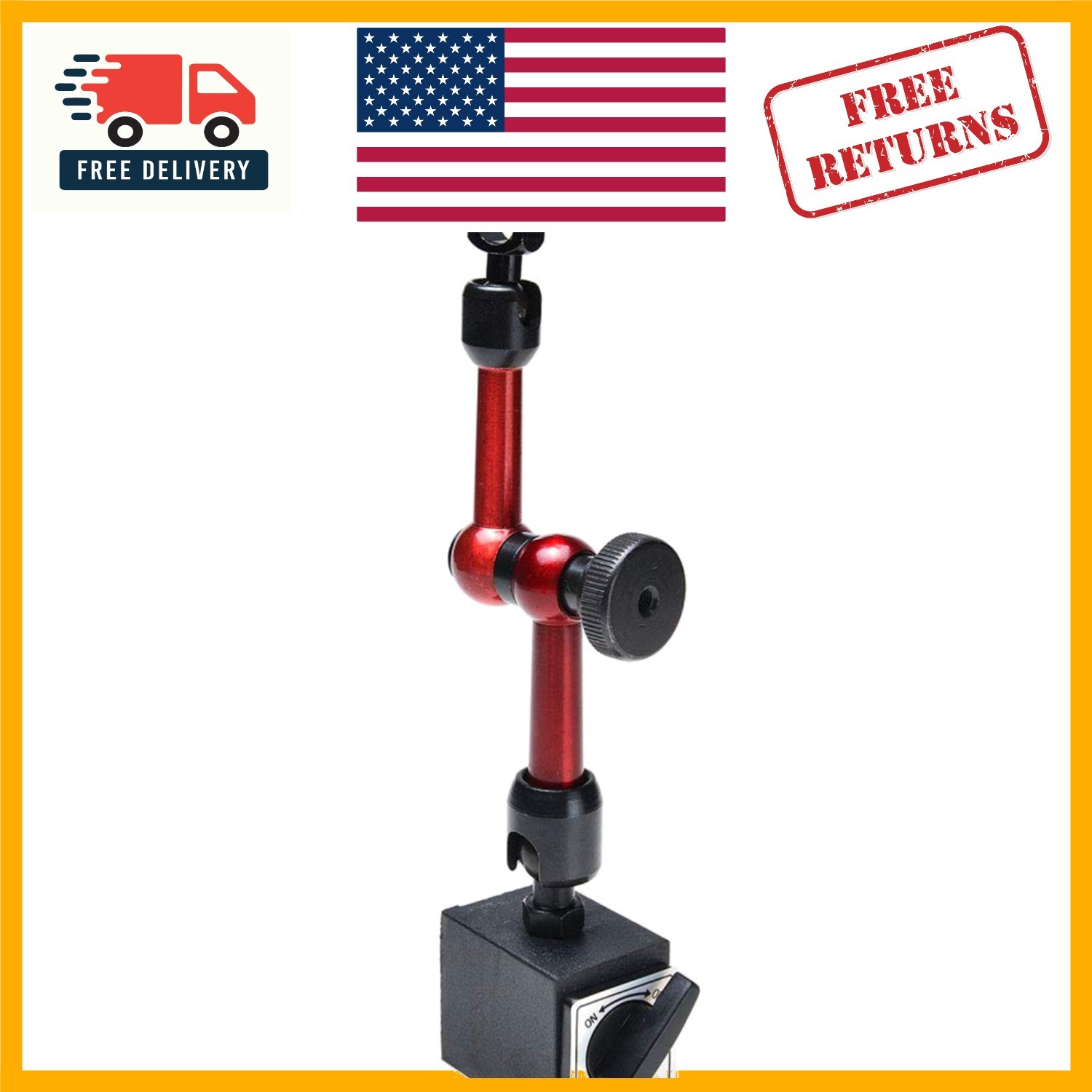 Red 3-Joint Adjustable Magnetic Base Holder for Precise Dial Indicator Use
