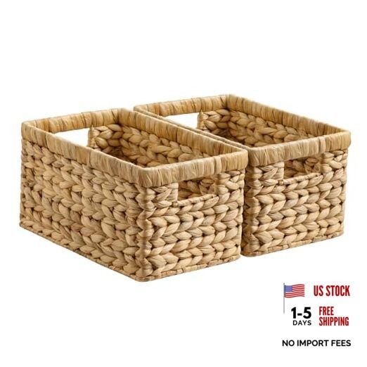 Wicker Basket, Baskets for 2x 13¼"L x 8¼"W x 7"H Natural (Water Hyacinth)