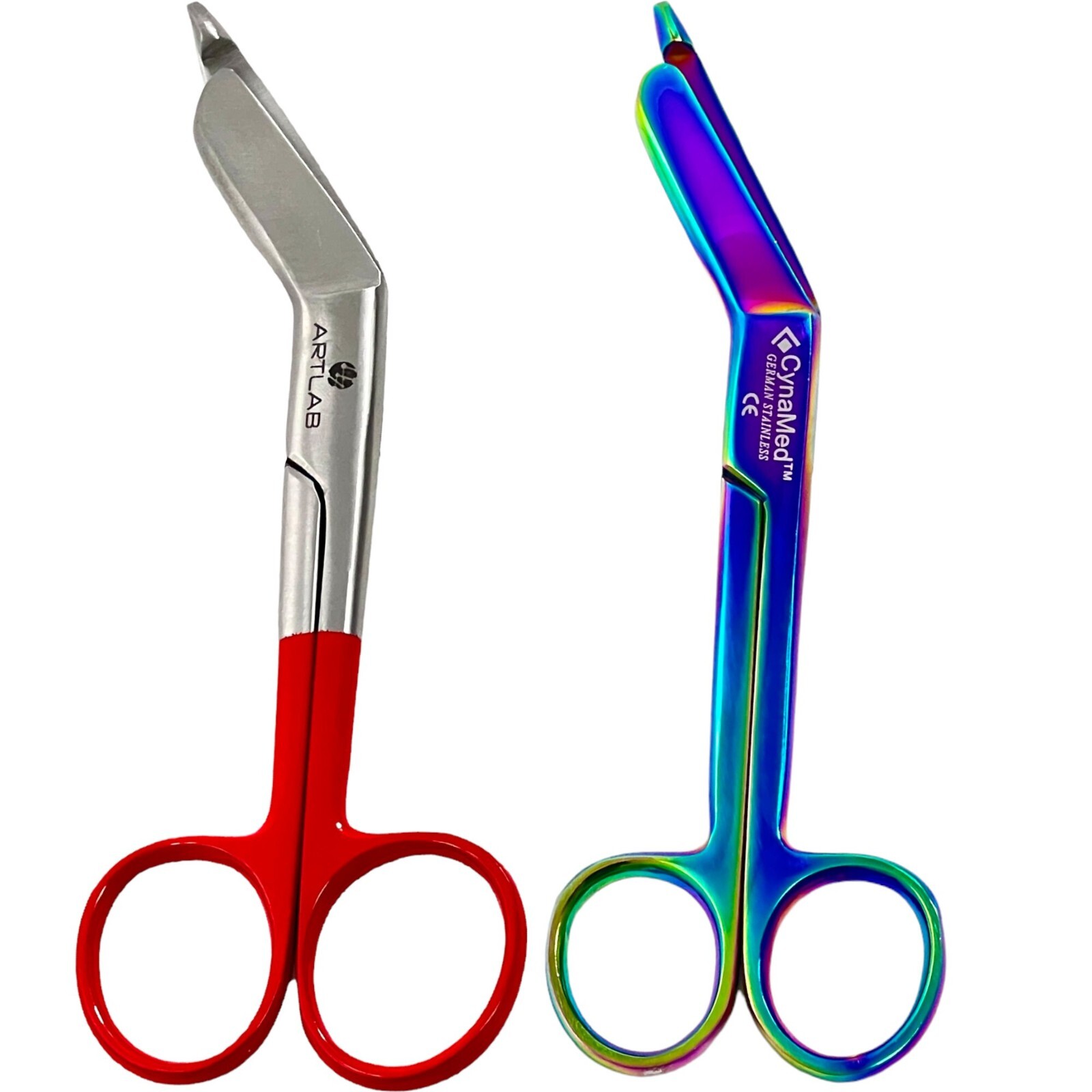 LISTER BANDAGE SCISSORS 5.5" Red Ring + Titanium Rainbow Stainless Steel