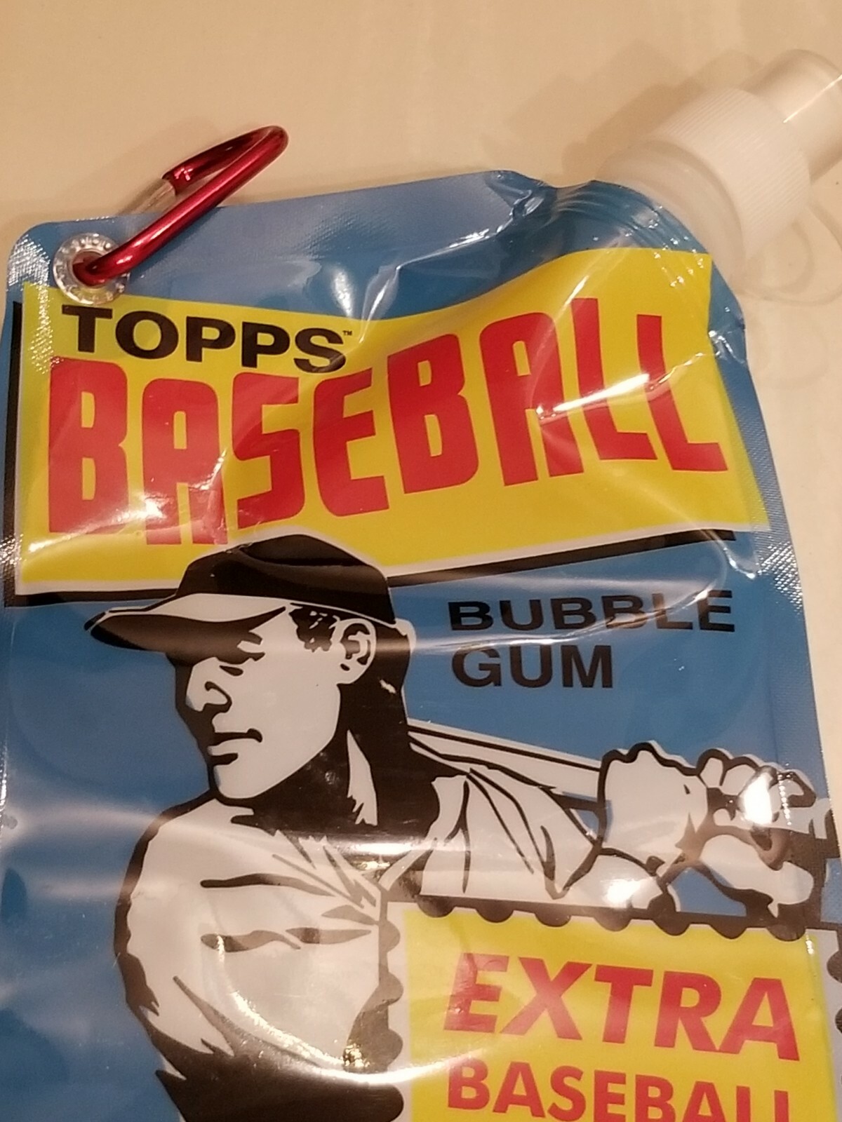 Topps Baseball 5-Cent Wax Pack Logo Foldable 27oz Water Bottle - Metal Loop Hook