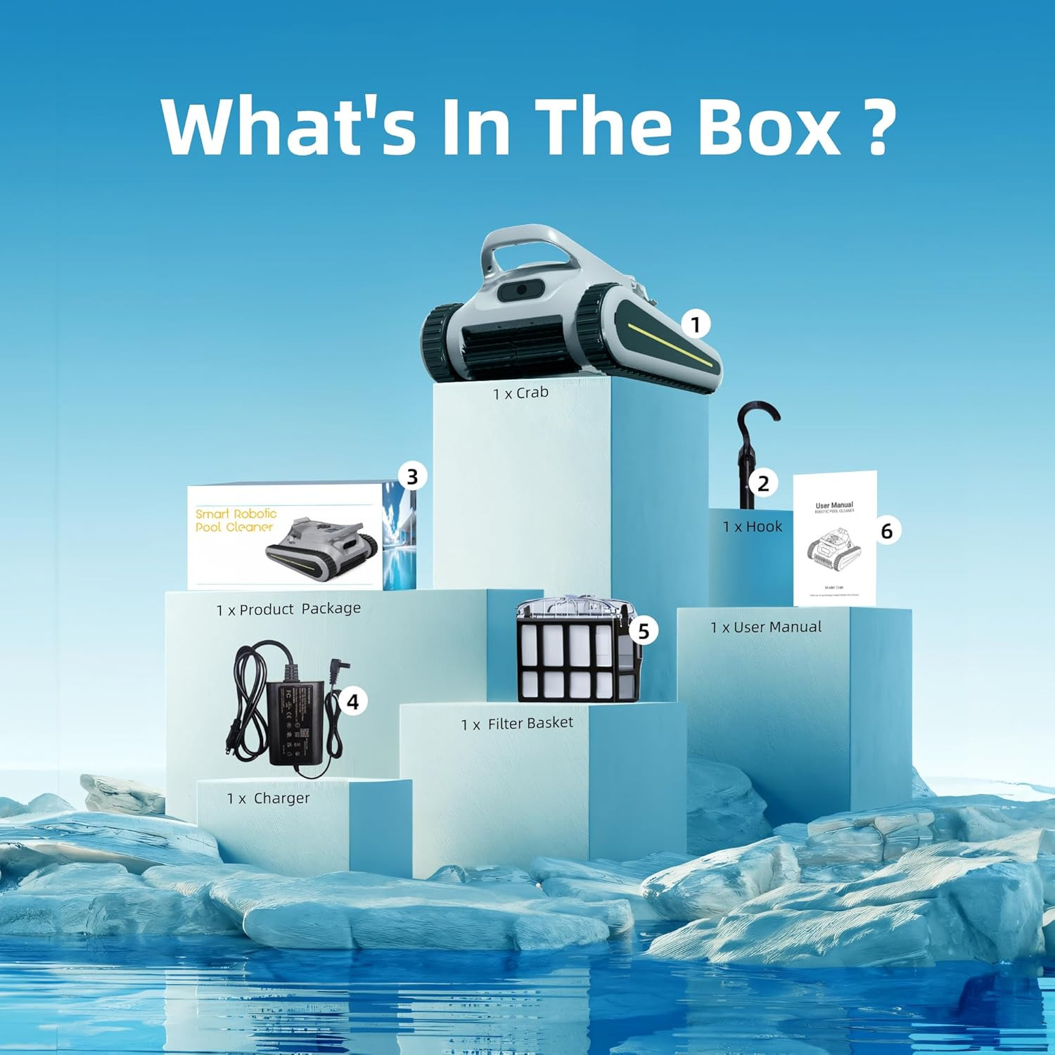 Automatic Robotic Pool Cleaner for Swimming Pools Self-Parking Wall Climbing