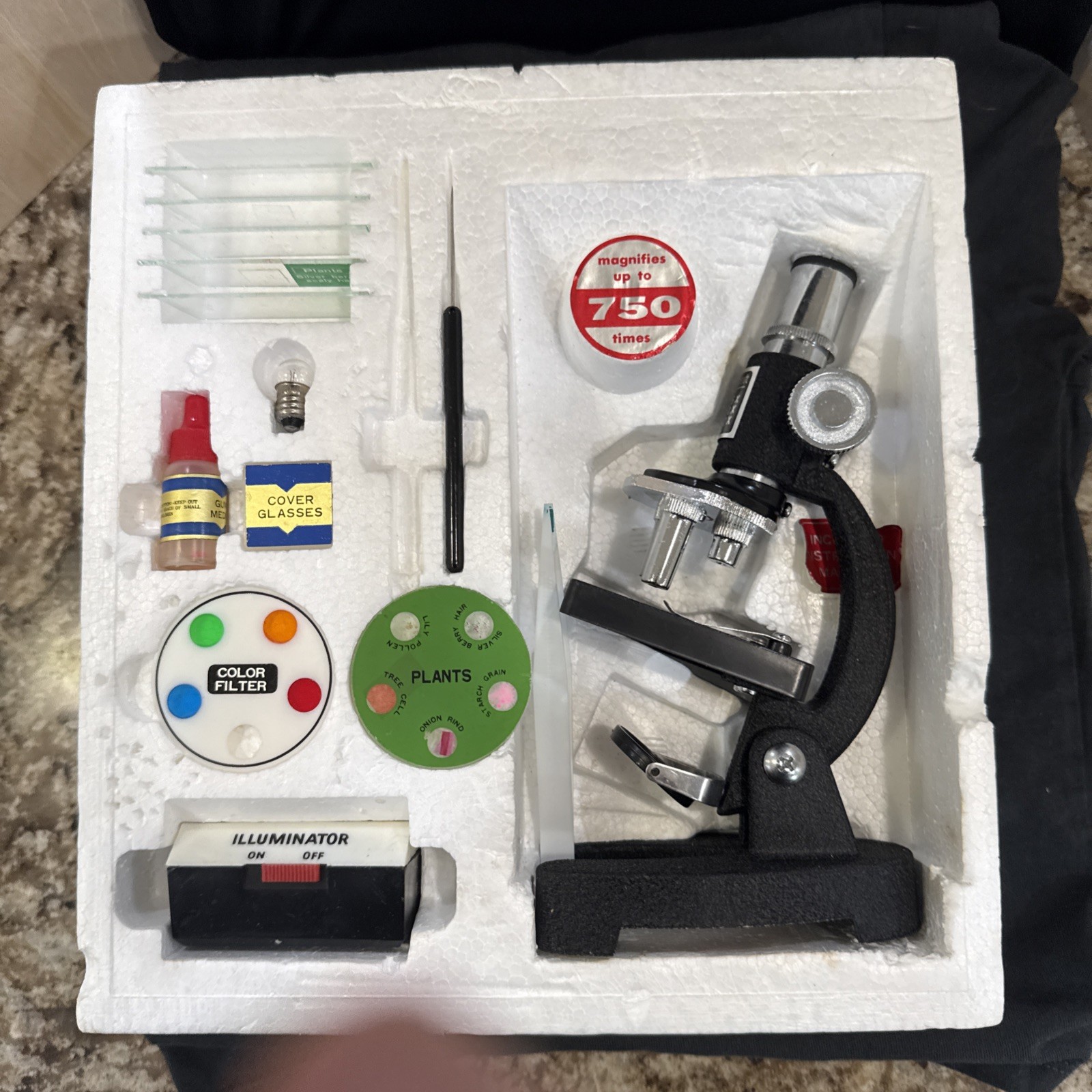 Vintage 1976 Opticraft 3 Turret Microscope And Laboratory Set