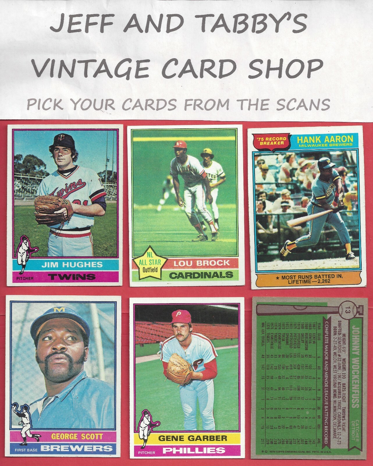 1976 TOPPS BASEBALL 364 to 531 / SEE DROP DOWN MENU FOR CARD YOU WILL RECEIVE.