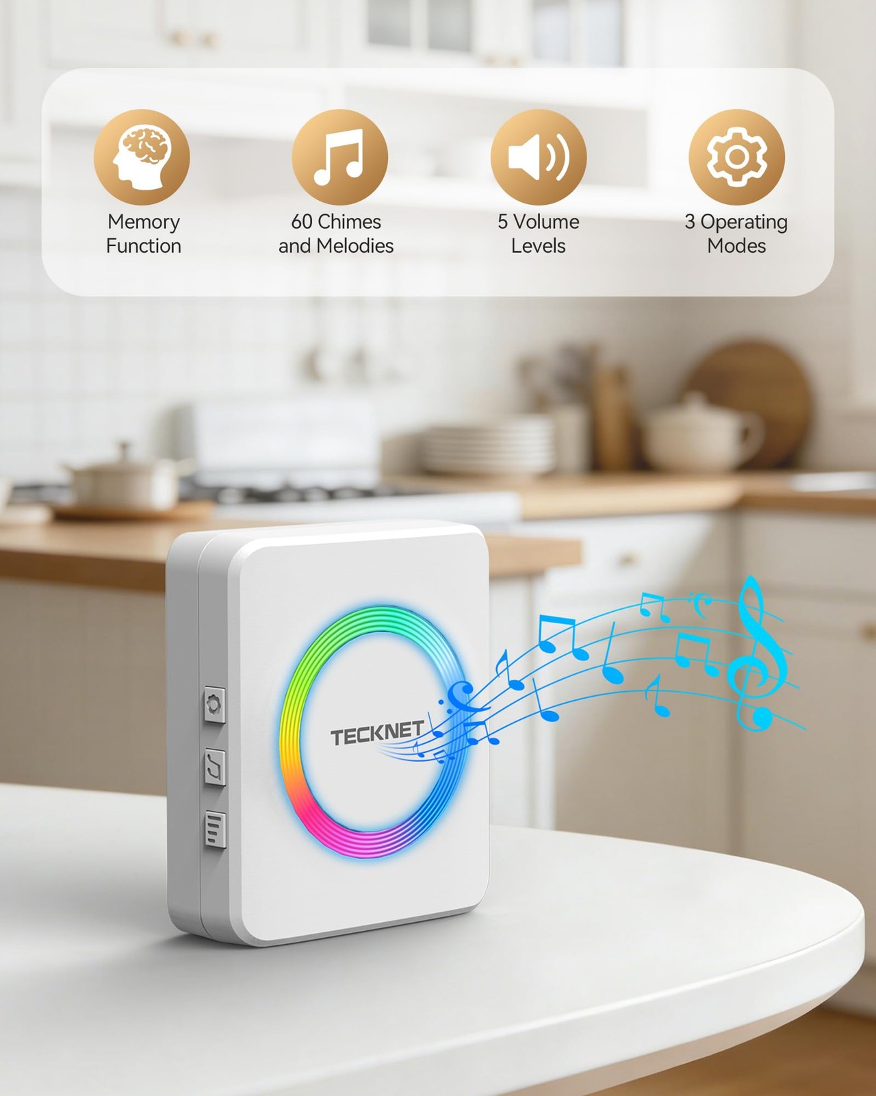 TECKNET Wireless Doorbell White