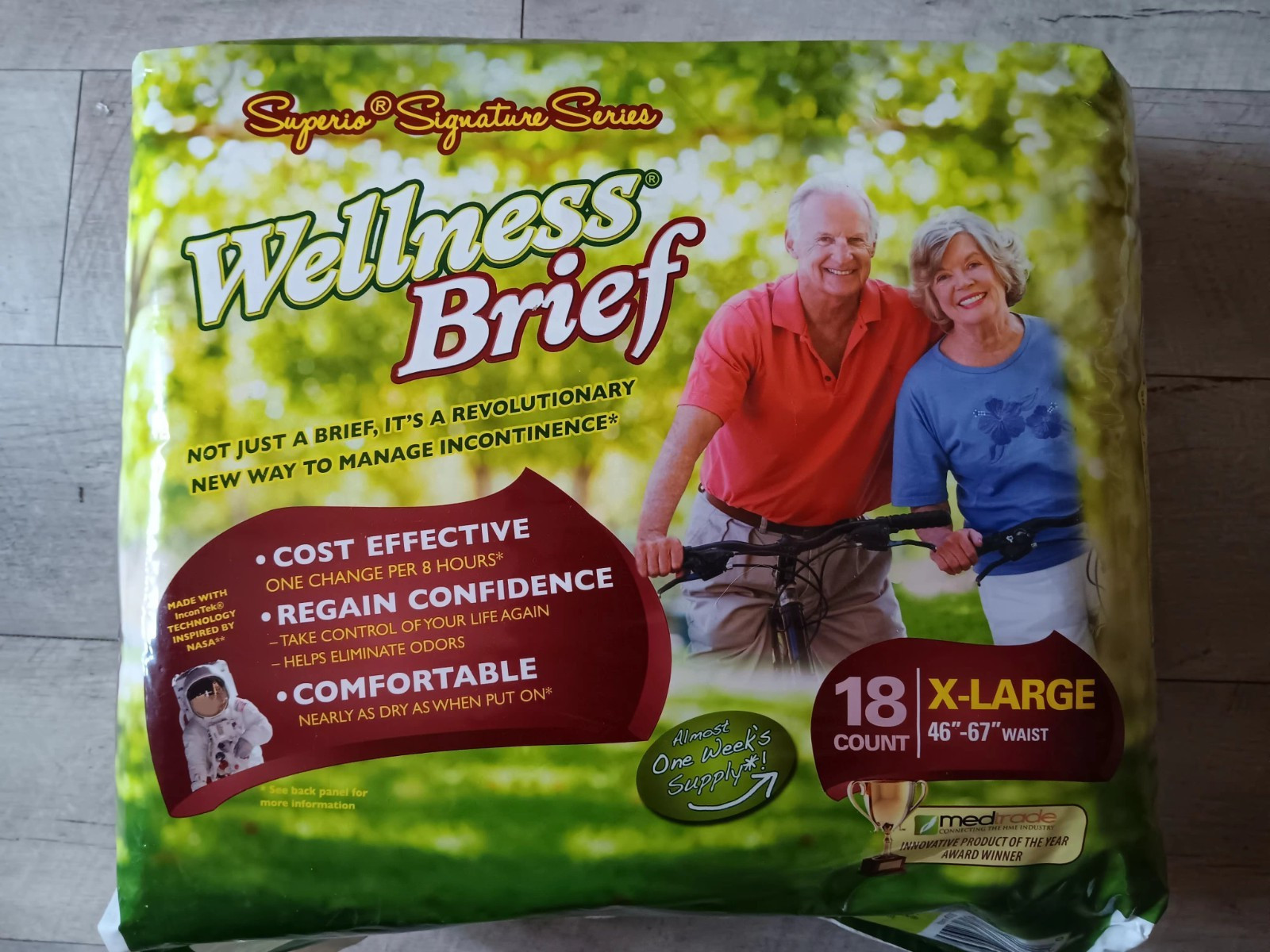 Wellness Brief 1 PK/18ct Super Absorbent Side taped adult diapers XL 47"-67"