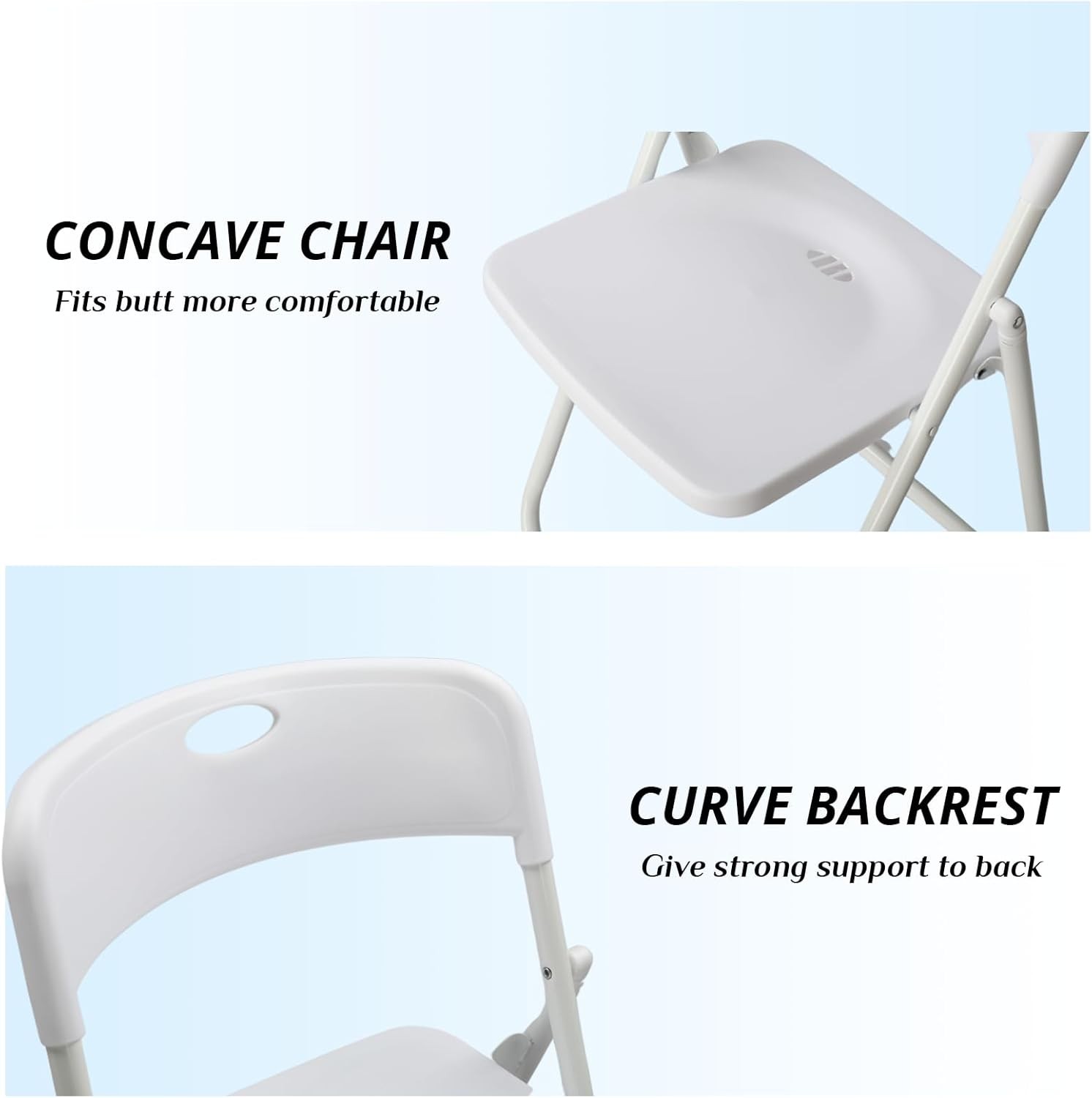 6Pcs Folding ,300LBS Lightweight Foldable Plastic Chair, Reinforced Metal Frame