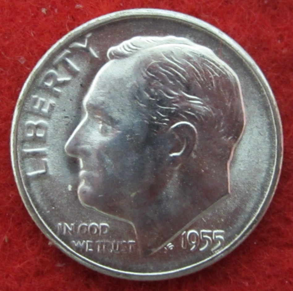 1955 S Roosevelt Silver Dime - Uncirculated