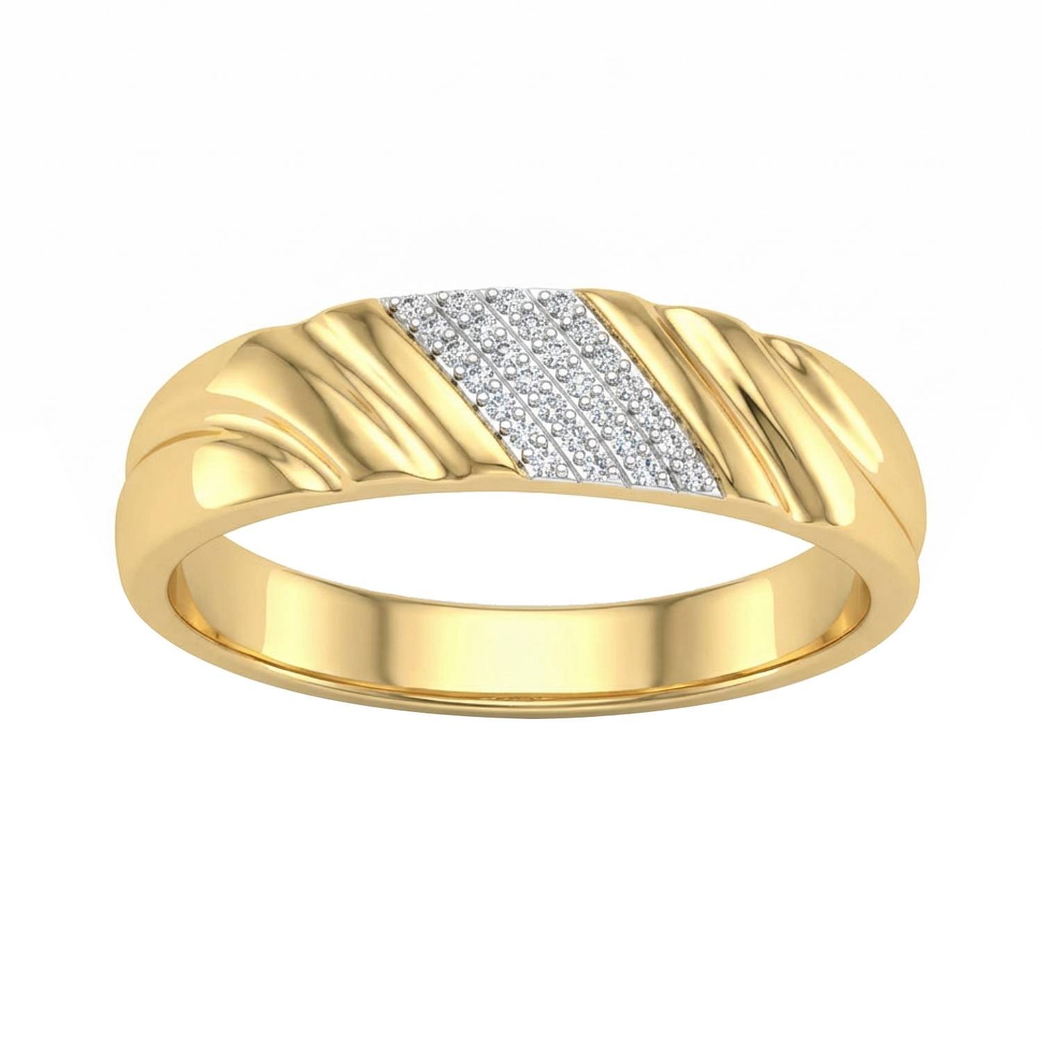 10K Yellow Gold 1/50 ct Natural Round Diamond Accent Men's Wedding Band