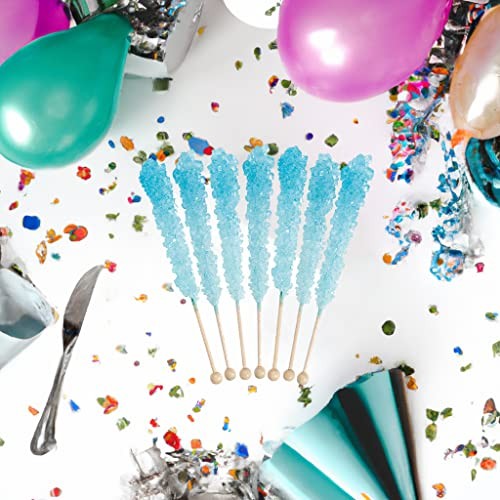 Light Blue Rock Candy on a Stick (72 Pack) - BULK Individually Wrapped Cotton...