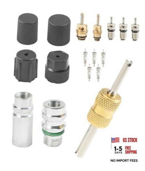 17PCS AC Schrader Valve Kit,Car Accessories AC Valve Core Kit with Removal