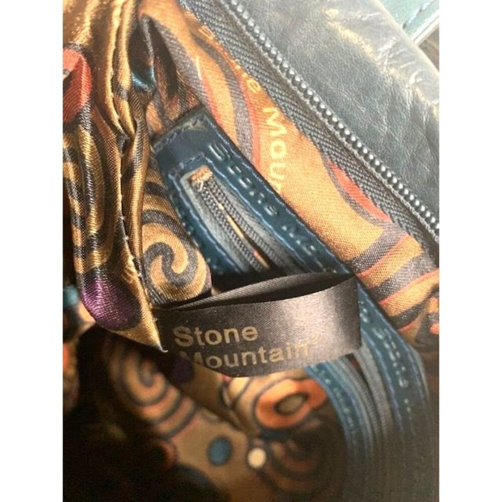 Stone Mountain Dark Teal Leather Studded Shoulder & Zipper Closure