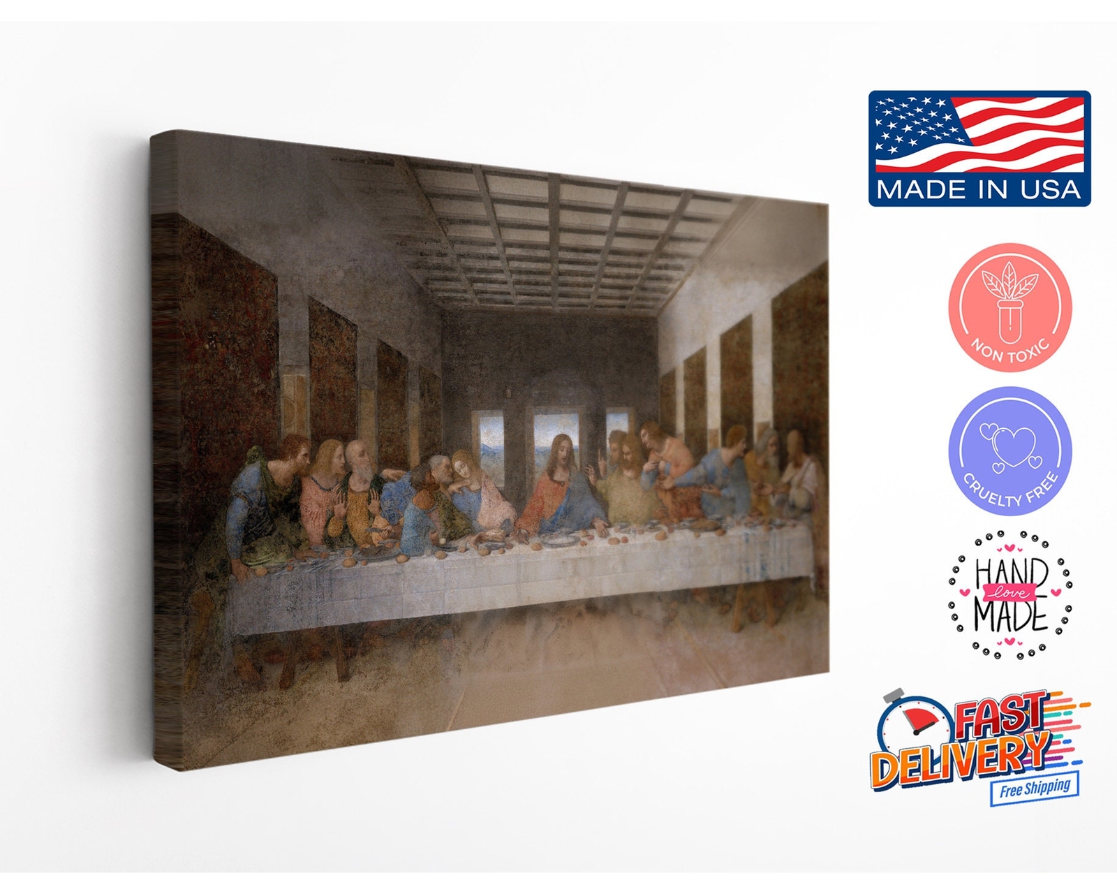 The Last Supper Canvas Print by Leonardo da Vinci, Painting Reproduction Art