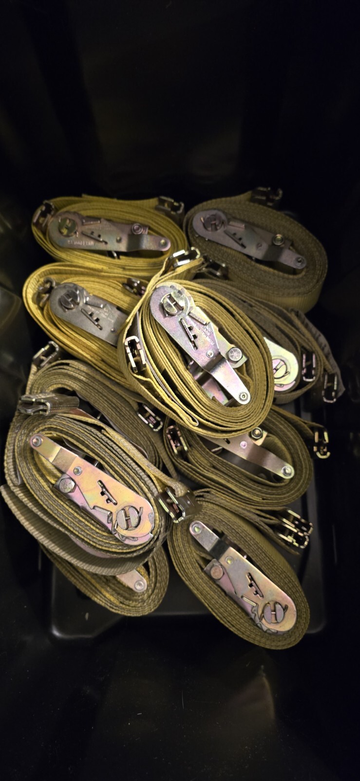 Lot of 10Yellow 2" x 12' sliding e track ratchet straps w/spring automatic lock
