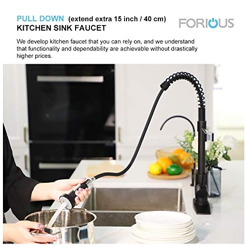 Kitchen Faucet with Pull Down Sprayer, Commercial Spring Kitchen Sink Black