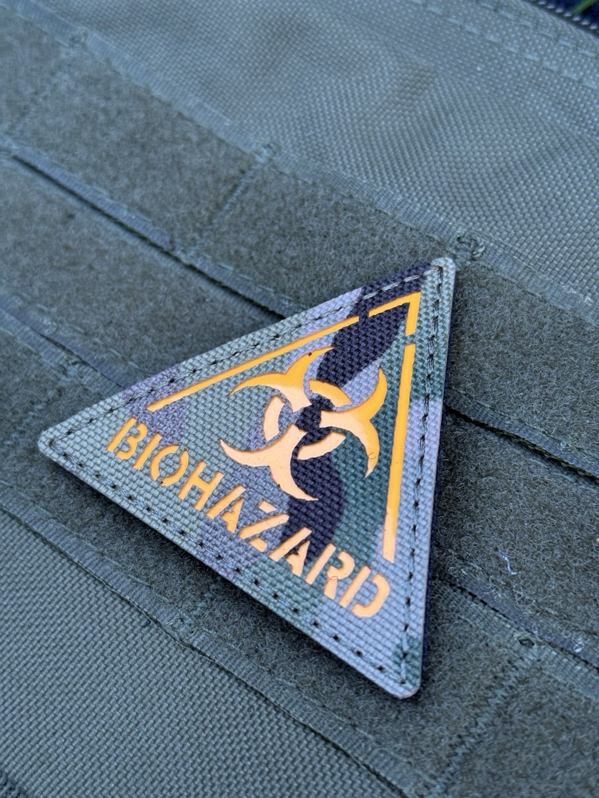 Biohazard IR Reflective Glow In Dark Patch Hook Loop Multicam