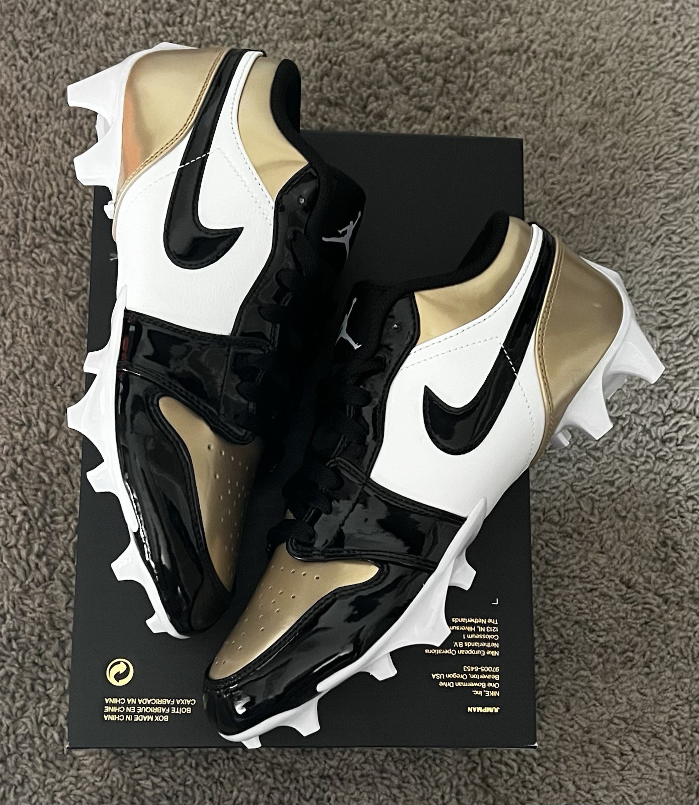 Size 8.5M- Nike Air Jordan 1 Low TD Gold Black Football Cleats NBY FJ6245-701