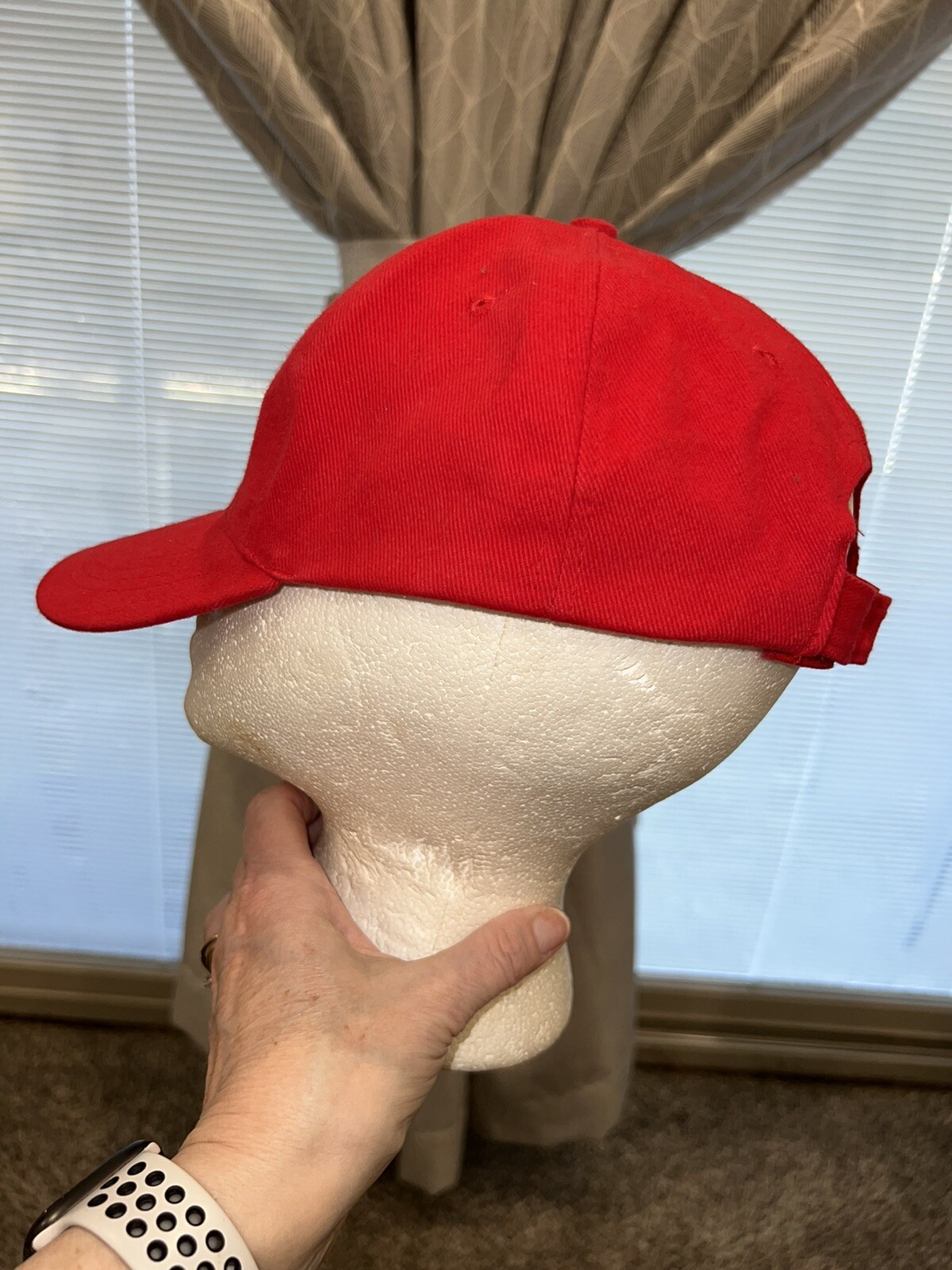 Red Canada hat Cap 2 Red/White Flags with Red Maple Leaves 100% Cotton EUC Adj