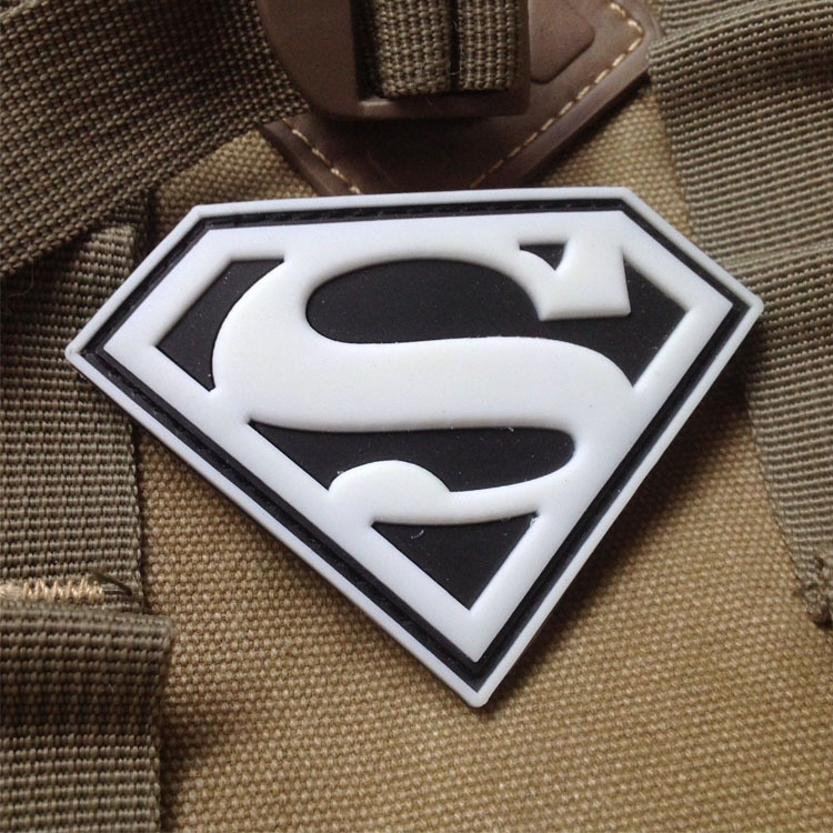 SUPER MAN SUPER HERO BADGE USA ARMY TACTICAL HOOK 3D PVC PATCH