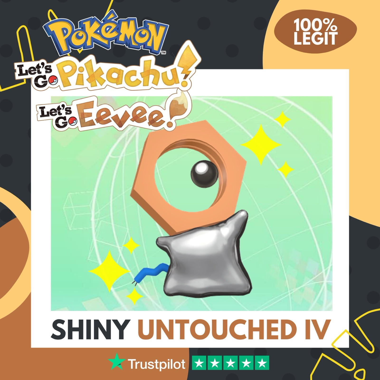 Meltan Shiny Event HOME 2025 Untouched IV Legit Pokemon Let's Go Pikachu Eevee