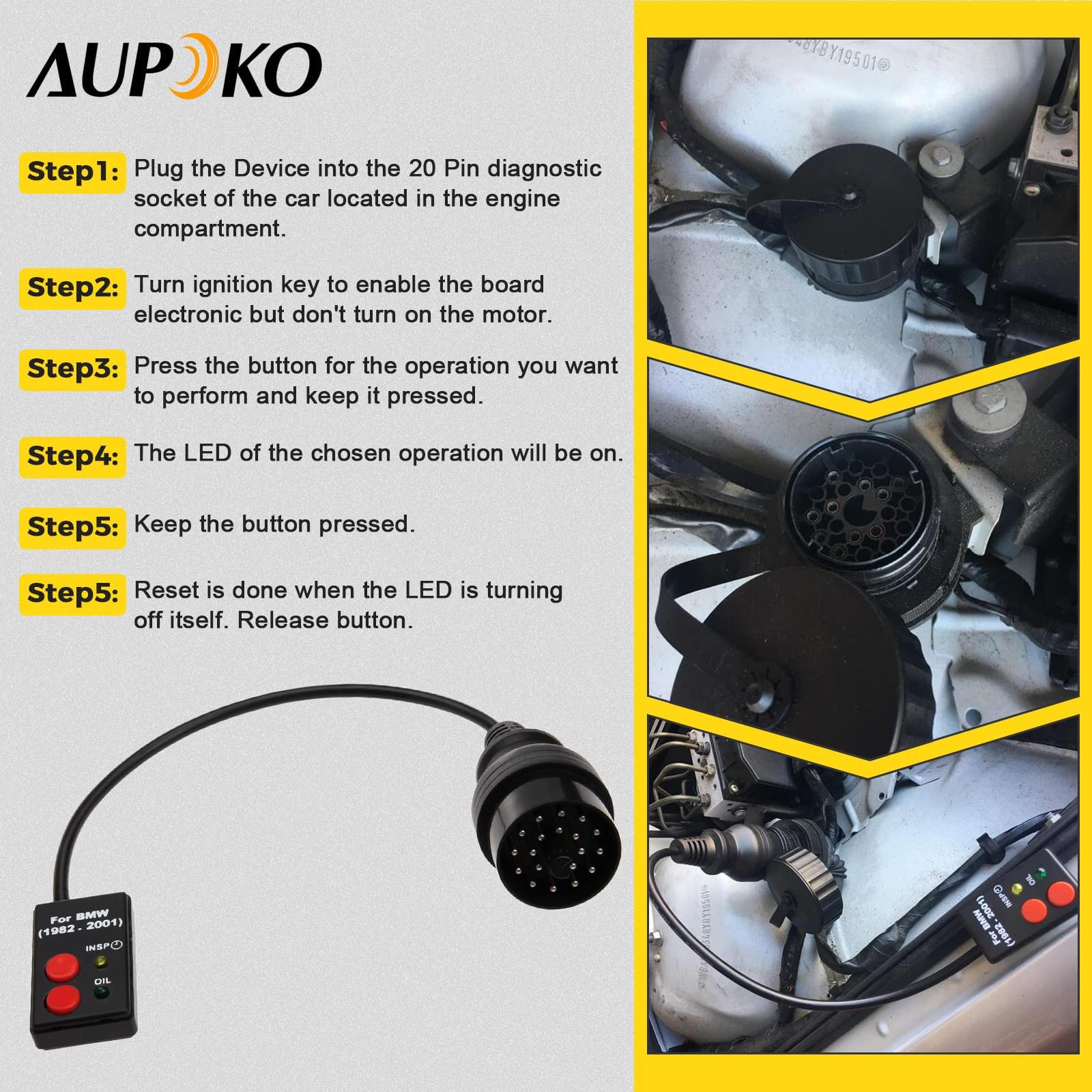 Aupoko Reset Oil Service Tool, 20 Pins Socket OBD Tool...